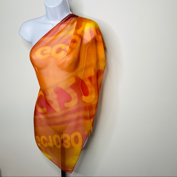 Vintage Ombre Sheer 100% Silk Coded Scarf - Picture 3 of 9